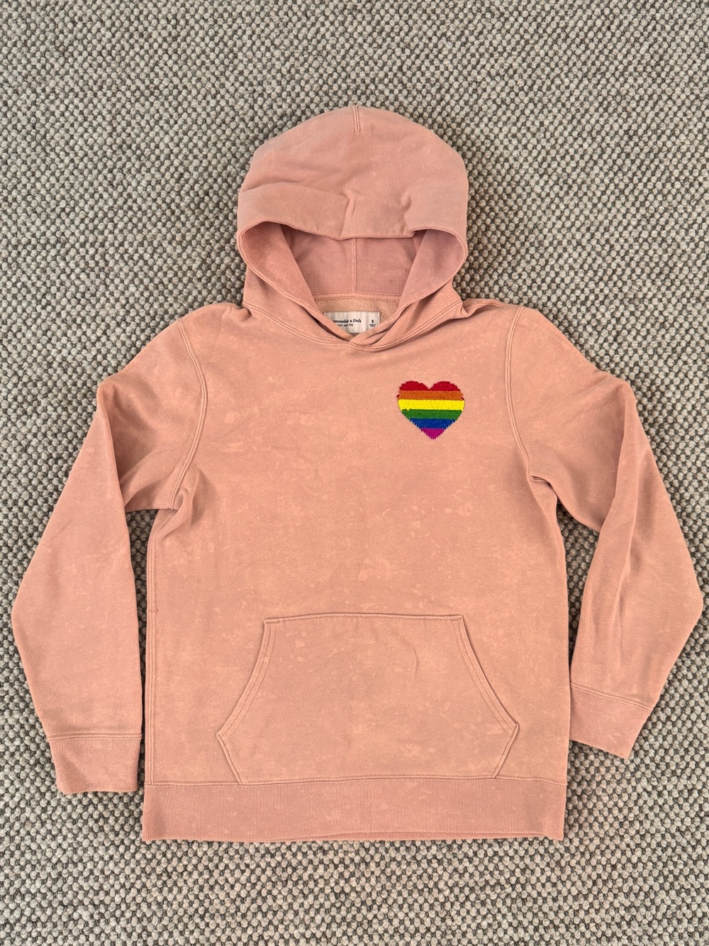 Abercrombie & Fitch Pink Hoodie with sequin Rainbow Heart